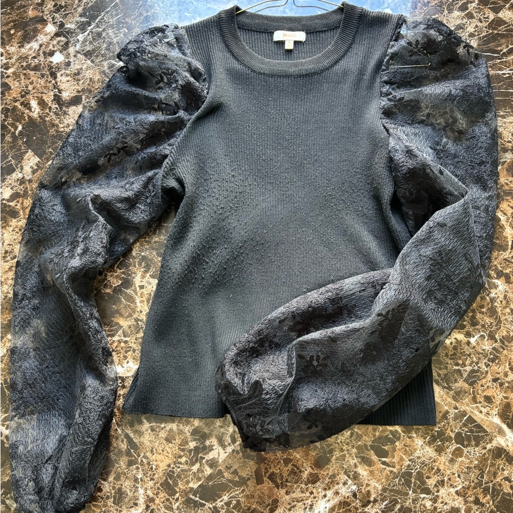 DONATED ITEM - Elegant Black Puff Sleeve Top
